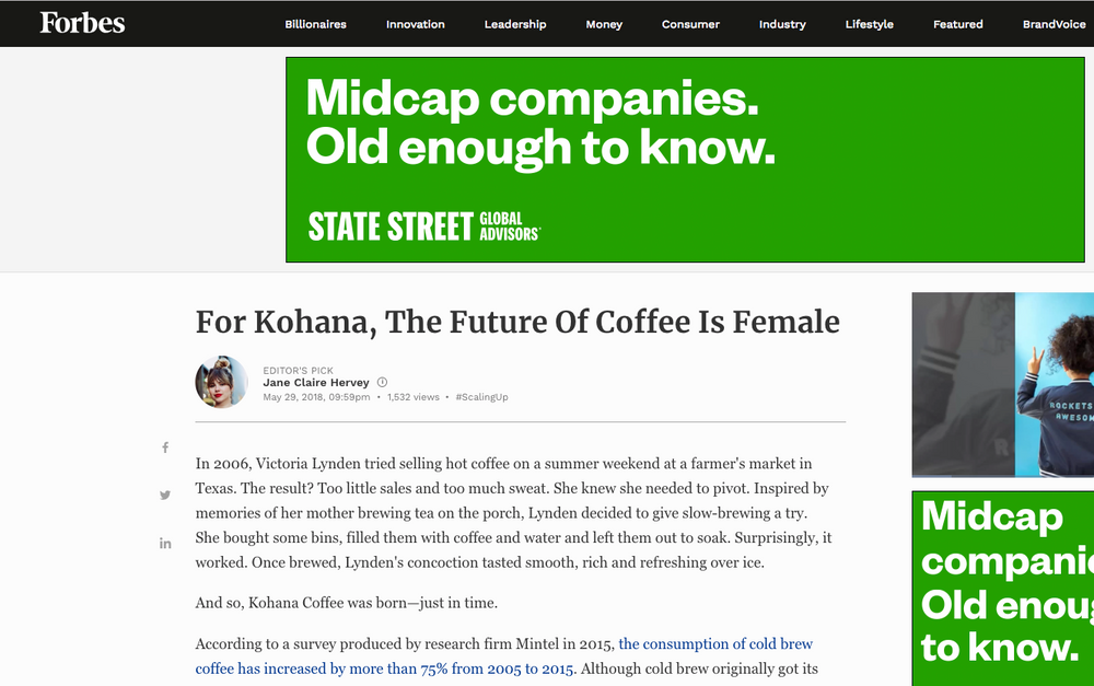 Forbes: For Kohana, The Future Of Coffee Is Female