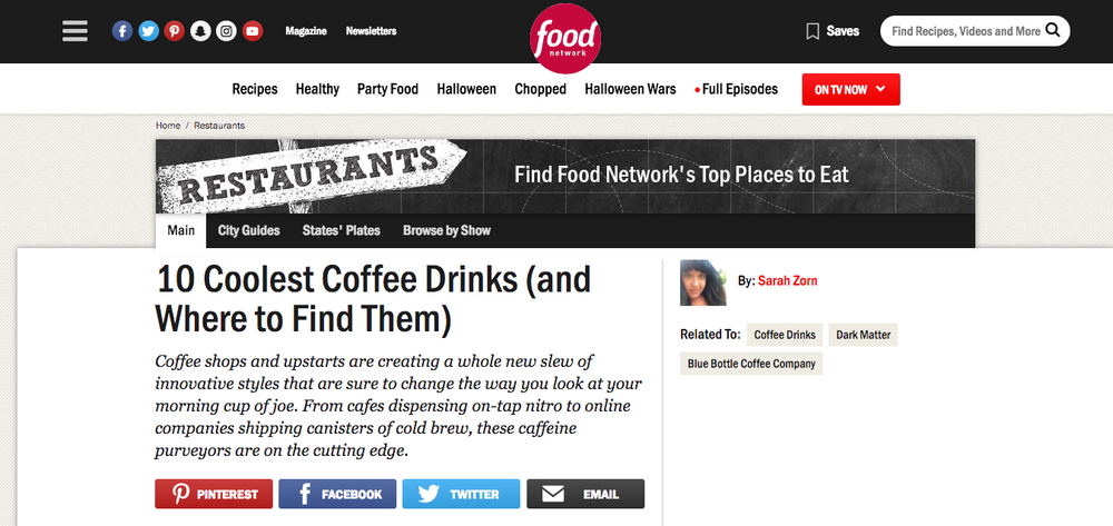 Food Network: 10 Coolest Coffee Drinks (and Where to Find Them)